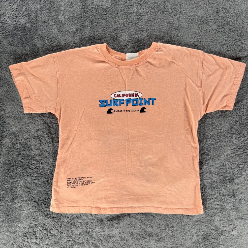 Zara T-Shirt Kids Size 6 Peach California Surf Point Graphic Tee Short Sleeve